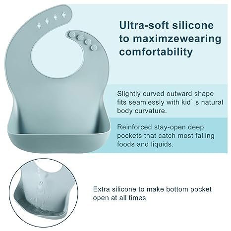 Set of 3 Silicone Baby Bibs – Waterproof, Soft & Unisex (Ages 10–72 Months) - Image 2